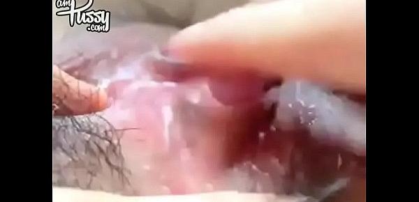 Japanese girl rubbing her big clit to orgasm